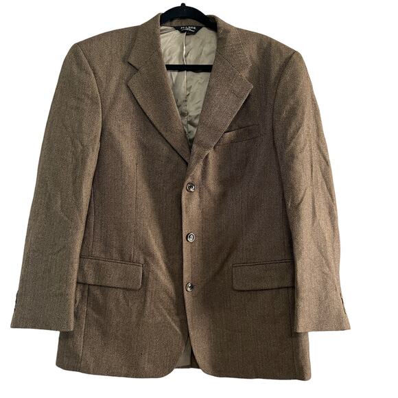 Jos A. Bank Brown Tan Herringbone 3 Button Sport Coat Blazer 41R - Picture 1 of 15
